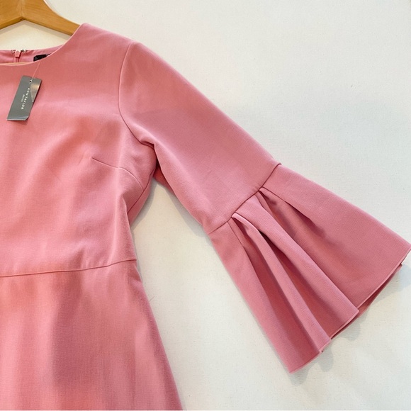 NWT Ann Taylor Women’s 12 Petite Long Bell Sleeve Flare Dress Pink Sea Shell - Picture 7 of 16
